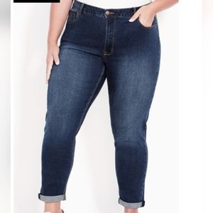 Stretch Girlfriend Jean Mid Wash - Avenue Women's Plus Size 28 Average